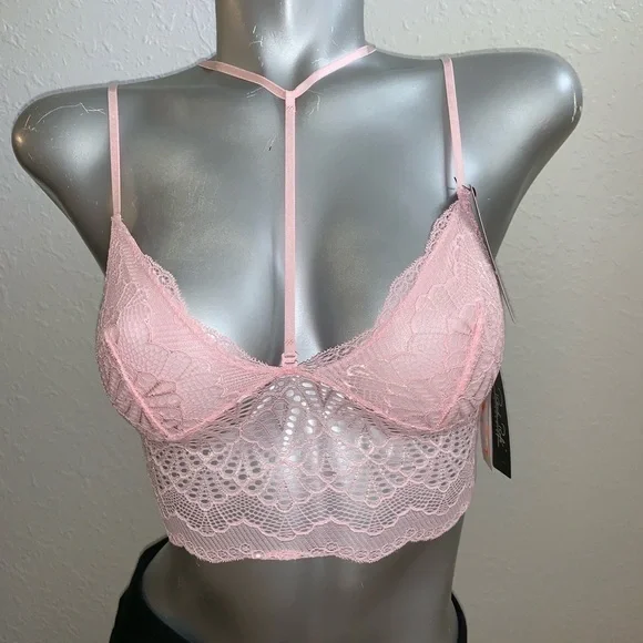 RENE ROFE PINK “SHOW ME OFF” LACE BRALETTE WITH REMOVEABLE FRONT HARNESS SMALL - Picture 4 of 6